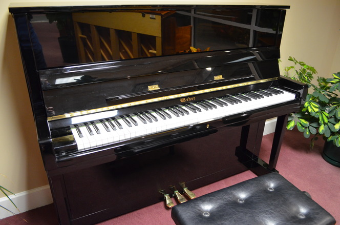 weber upright piano black